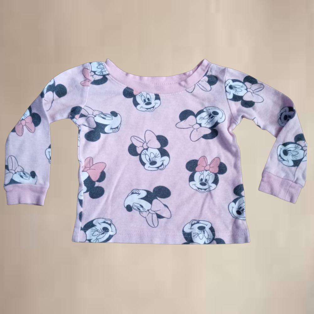M8) Disney Pink Long Sleeve Minnie Mouse Tee